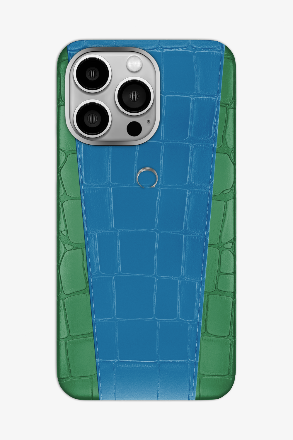 Two-tone Alligator Case for iPhone 16 Pro Max - Green Emerald / Blue Lagoon - zollofrance