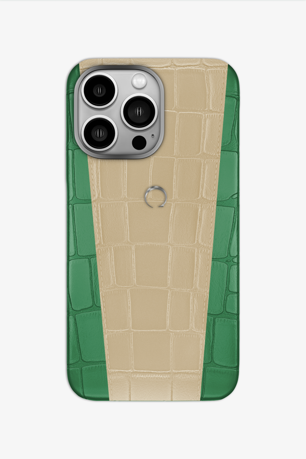 Two-tone Alligator Case for iPhone 16 Pro - Green Emerald / Vanilla - zollofrance