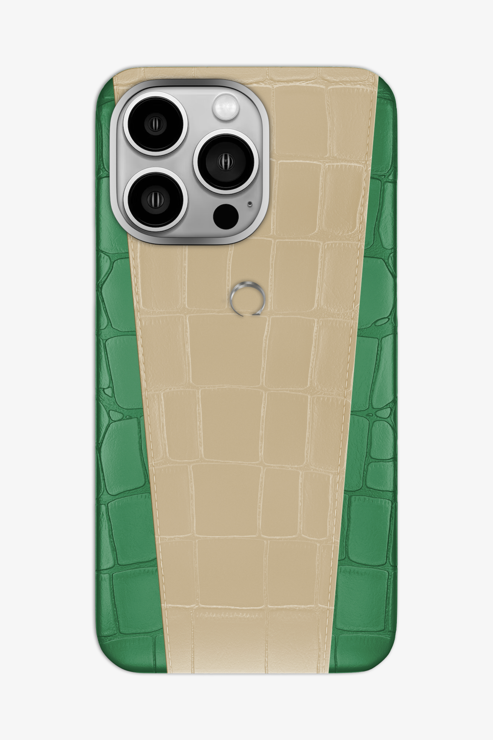 Two-tone Alligator Case for iPhone 16 Pro Max - Green Emerald / Vanilla - zollofrance