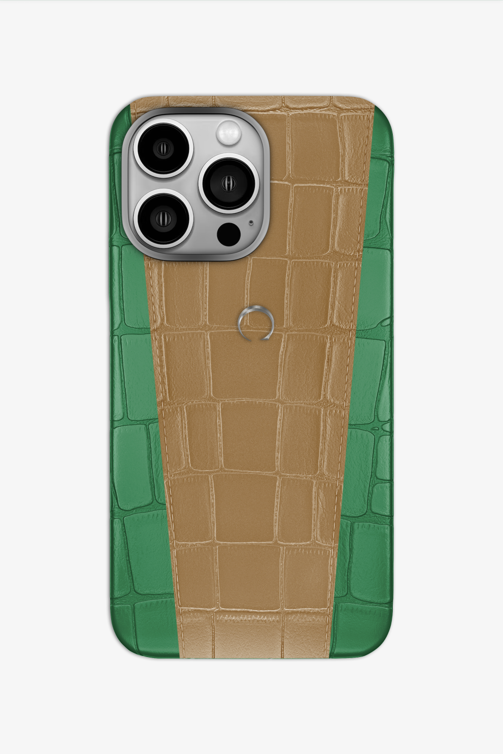 Two-tone Alligator Case for iPhone 16 Pro - Green Emerald / Latte - zollofrance