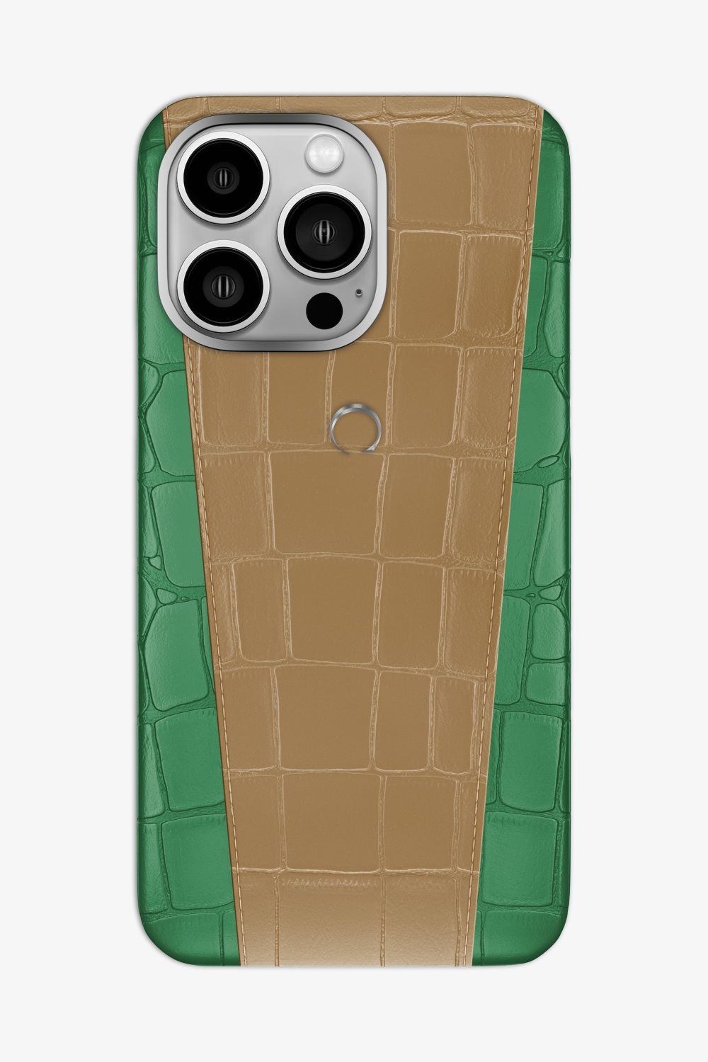 Two-tone Alligator Case for iPhone 16 Pro Max - Green Emerald / Latte - zollofrance