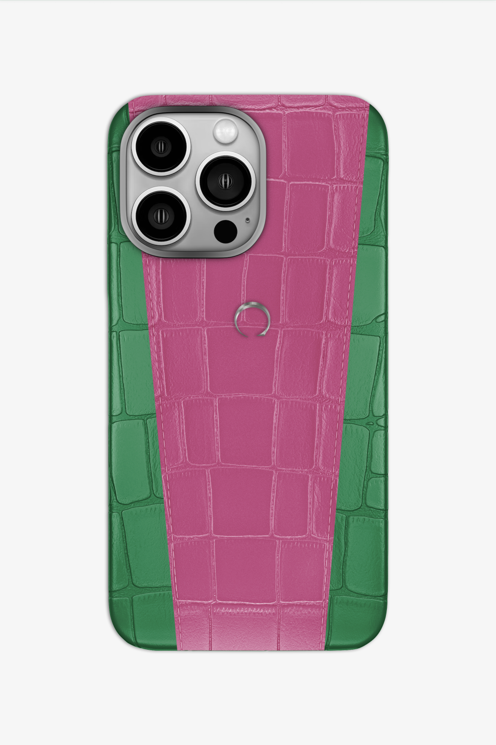 Two-tone Alligator Case for iPhone 16 Pro - Green Emerald / Pink Fuchsia - zollofrance