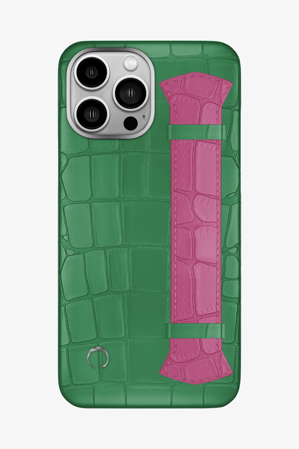 Majestic Alligator Strap Case for iPhone 16 Pro Max - Green Emerald / Pink Fuchsia - zollofrance