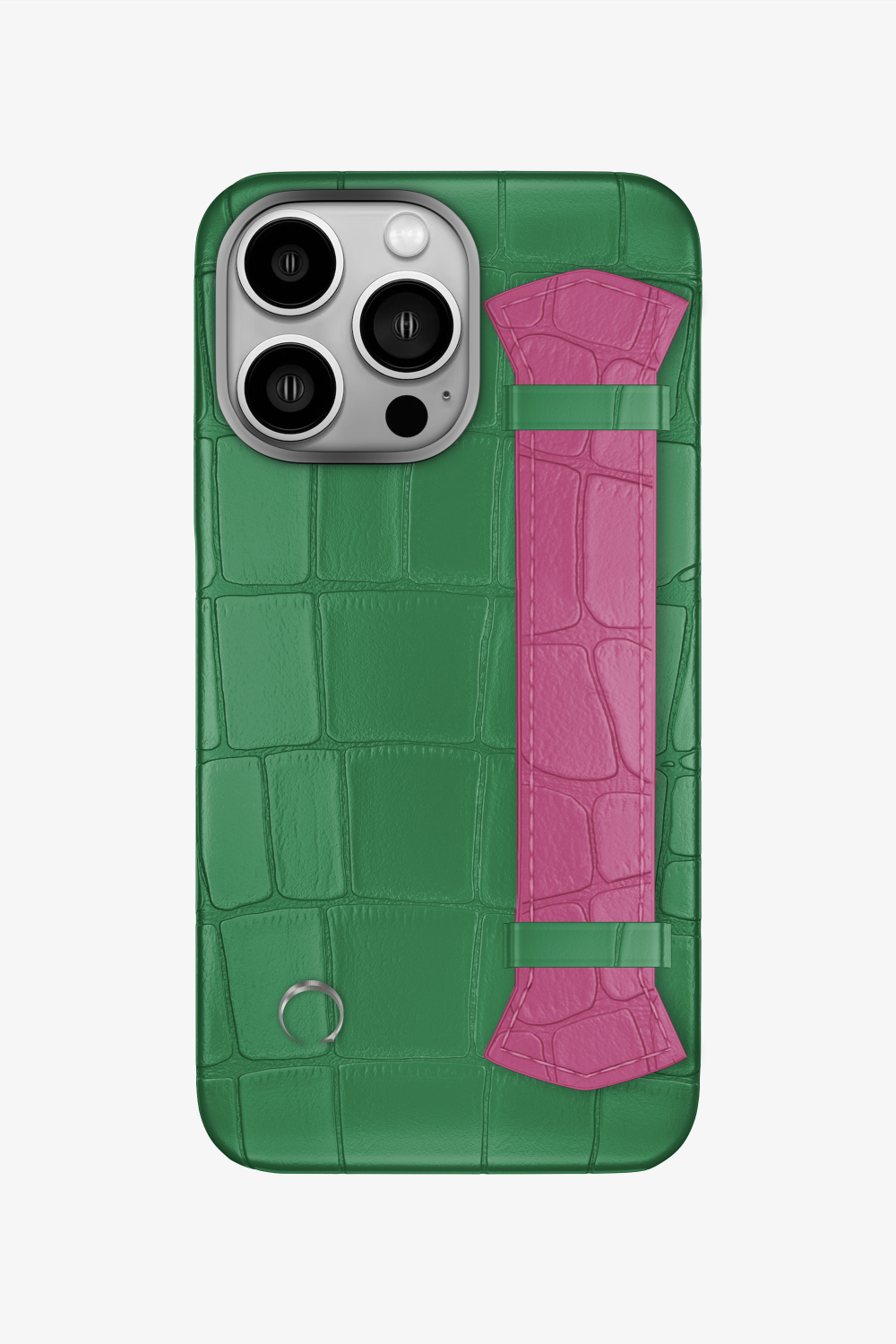 Majestic Alligator Strap Case for iPhone 16 Pro - Green Emerald / Pink Fuchsia - zollofrance