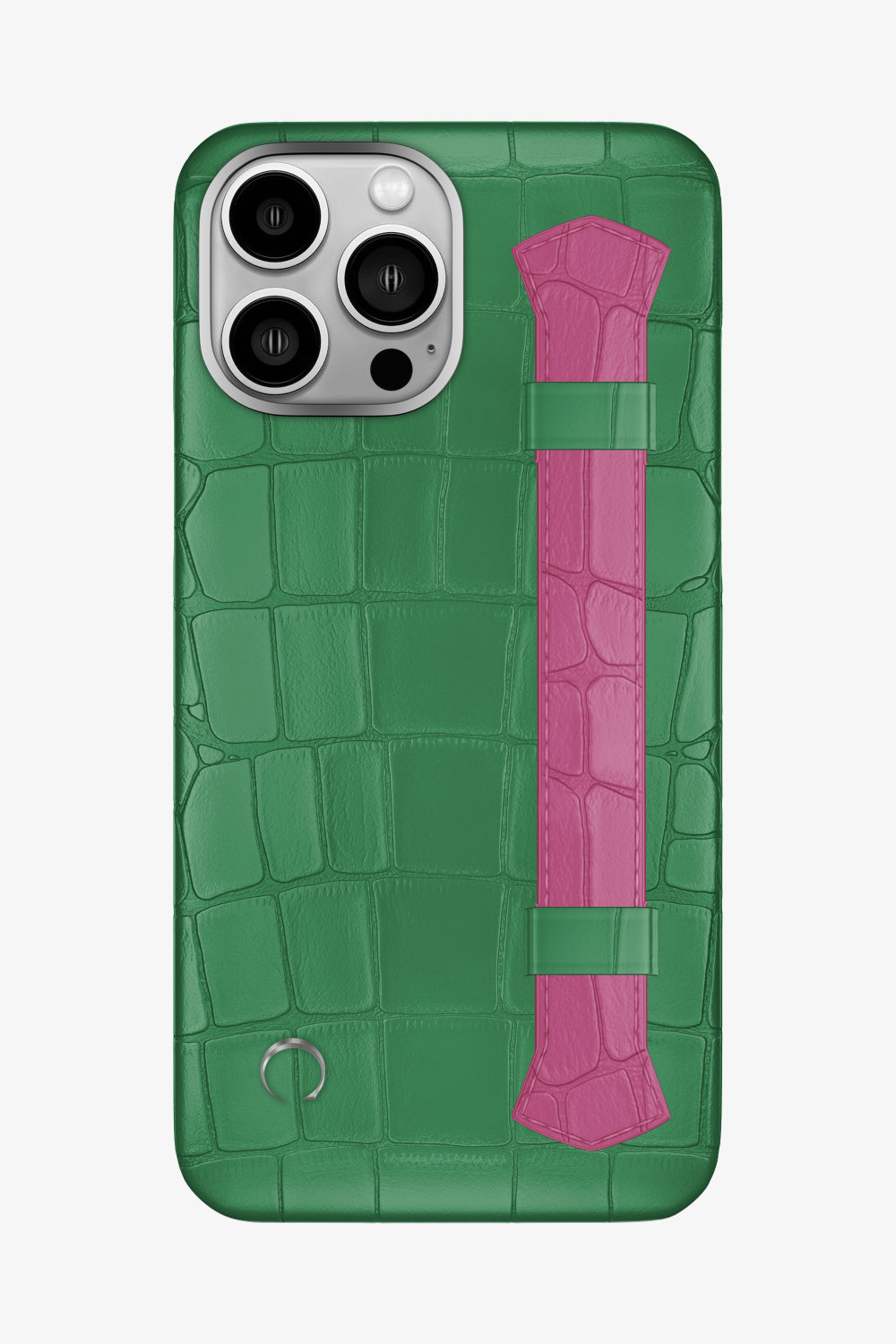 Double Headed Alligator Strap Case for iPhone 16 Pro Max - Green Emerald / Pink Fuchsia - zollofrance