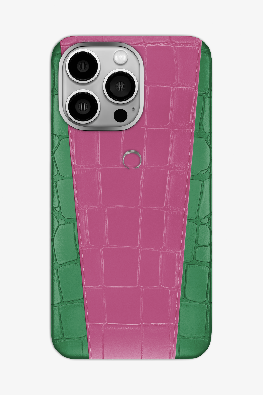 Two-tone Alligator Case for iPhone 16 Pro Max - Green Emerald / Pink Fuchsia - zollofrance