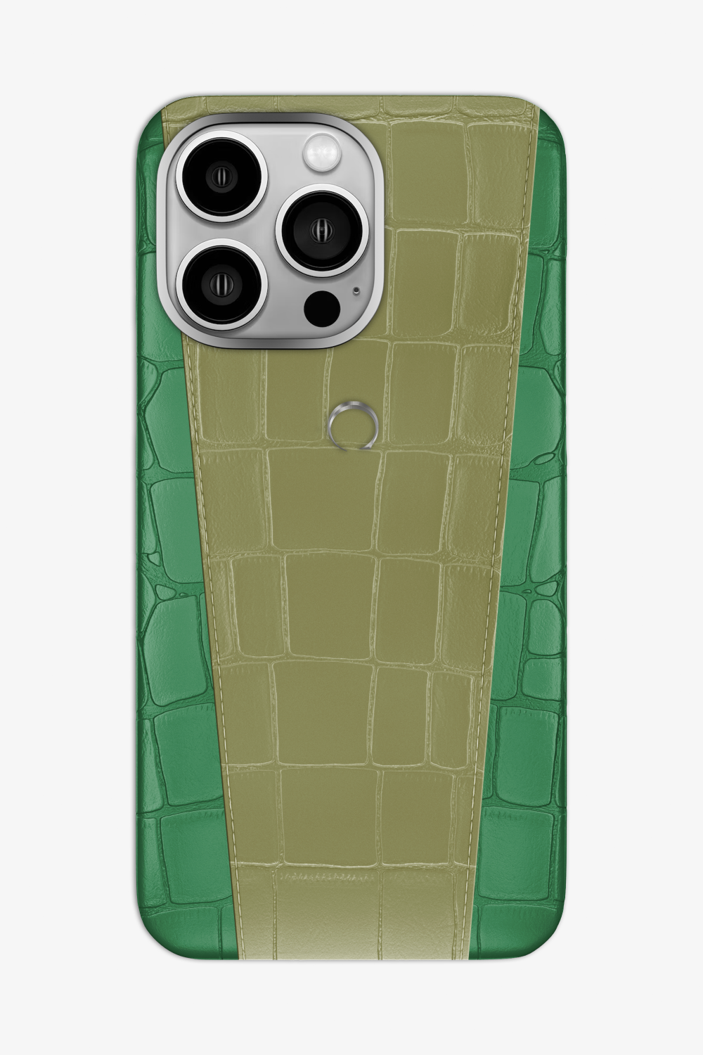 Two-tone Alligator Case for iPhone 16 Pro Max - Green Emerald / Khaki - zollofrance