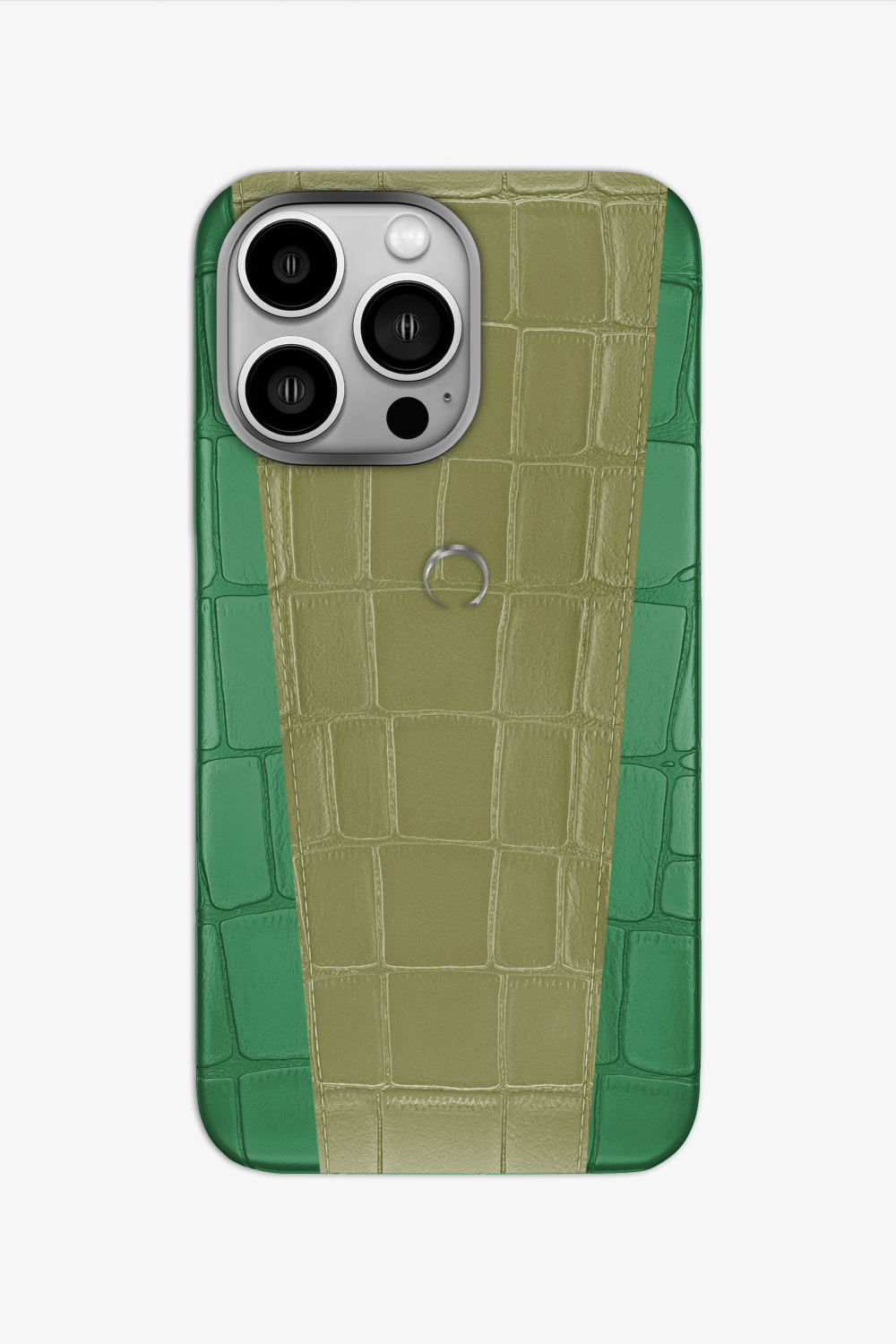 Two-tone Alligator Case for iPhone 16 Pro - Green Emerald / Khaki - zollofrance