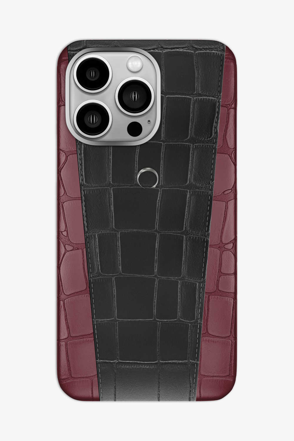 Two-tone Alligator Case for iPhone 16 Pro Max - Burgundy / Black - zollofrance