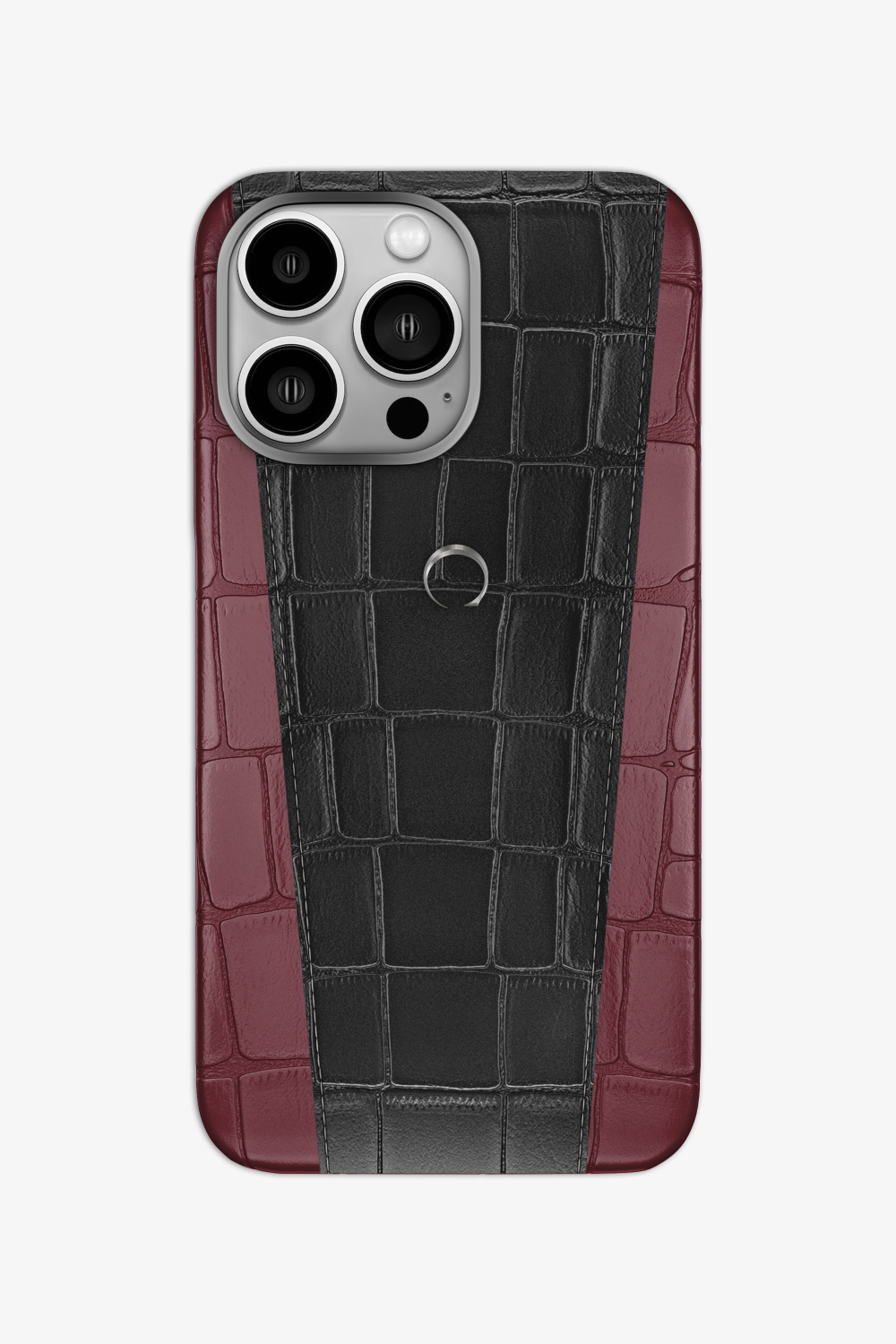 Two-tone Alligator Case for iPhone 16 Pro - Burgundy / Black - zollofrance