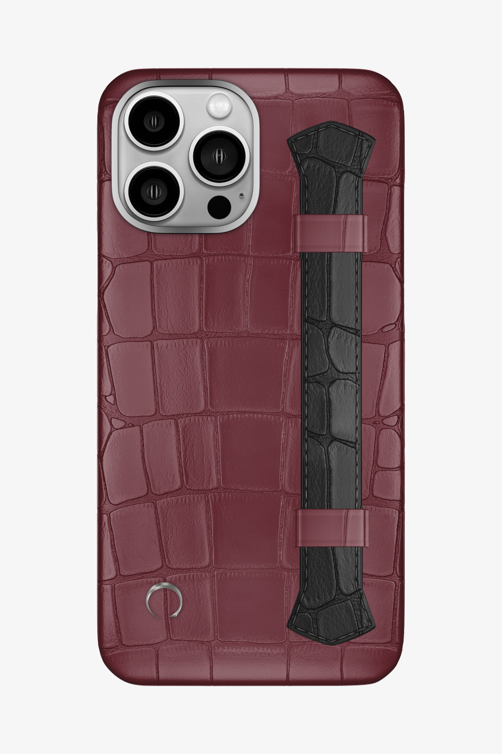 Double Headed Alligator Strap Case for iPhone 16 Pro Max - Burgundy / Black - zollofrance