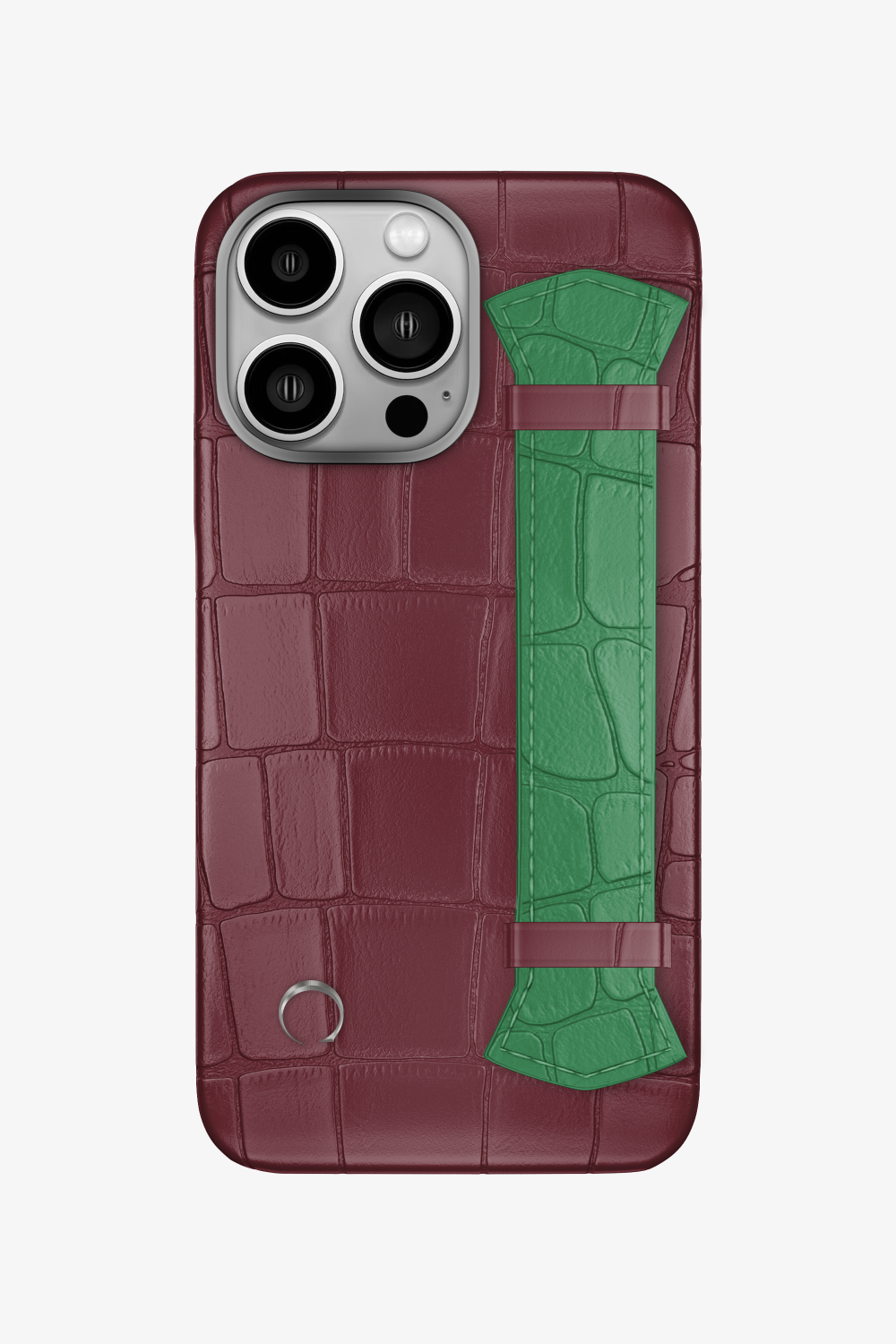 Majestic Alligator Strap Case for iPhone 16 Pro - Burgundy / Green Emerald - zollofrance