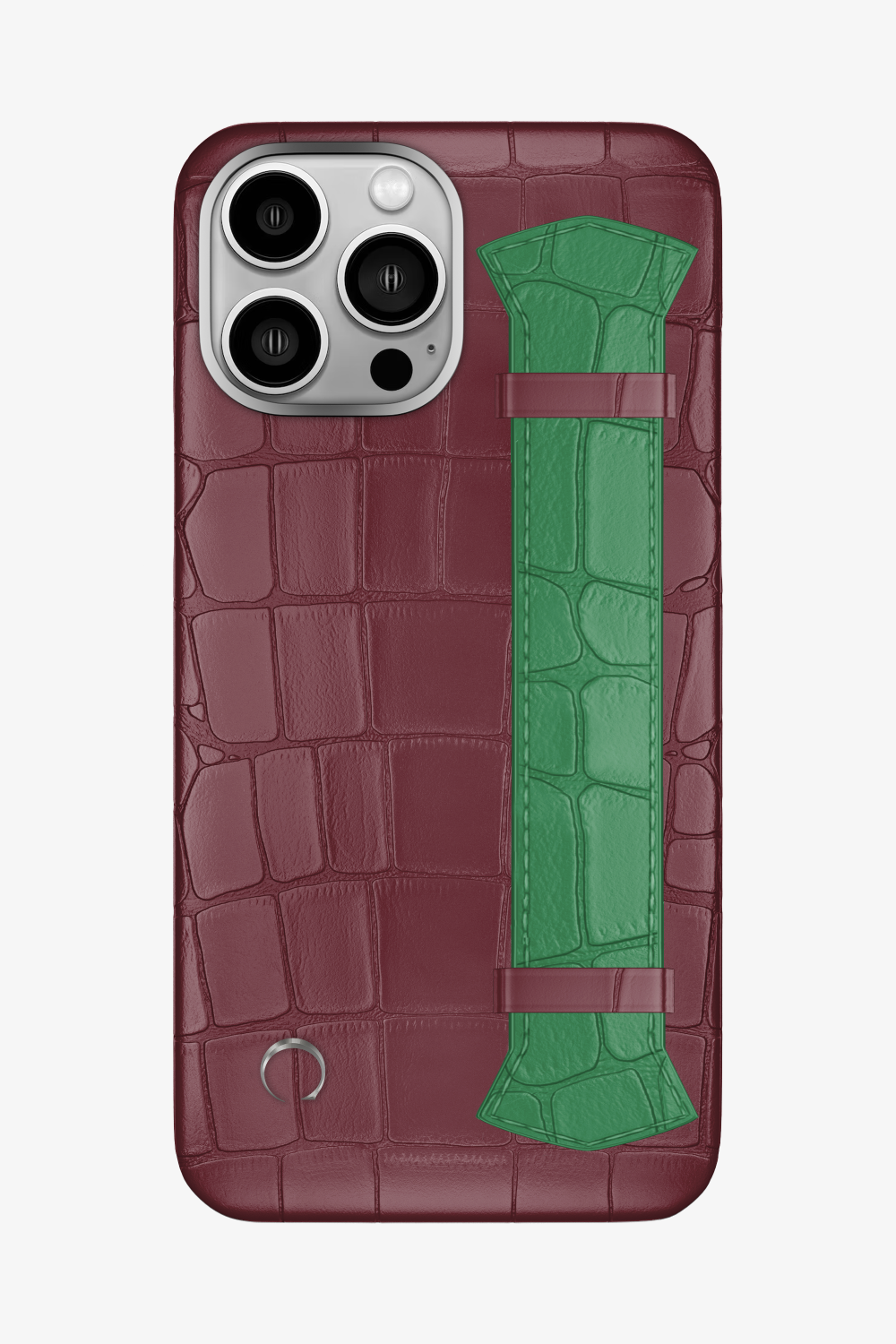 Majestic Alligator Strap Case for iPhone 16 Pro Max - Burgundy / Green Emerald - zollofrance