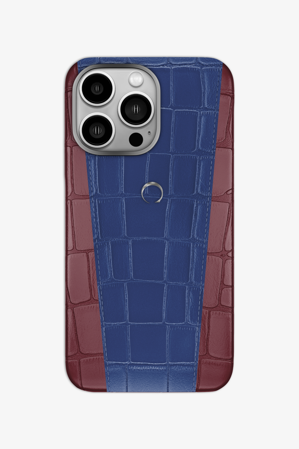 Two-tone Alligator Case for iPhone 16 Pro - Burgundy / Navy Blue - zollofrance