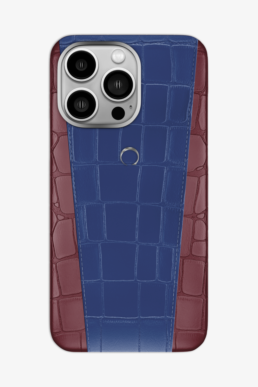 Two-tone Alligator Case for iPhone 16 Pro Max - Burgundy / Navy Blue - zollofrance