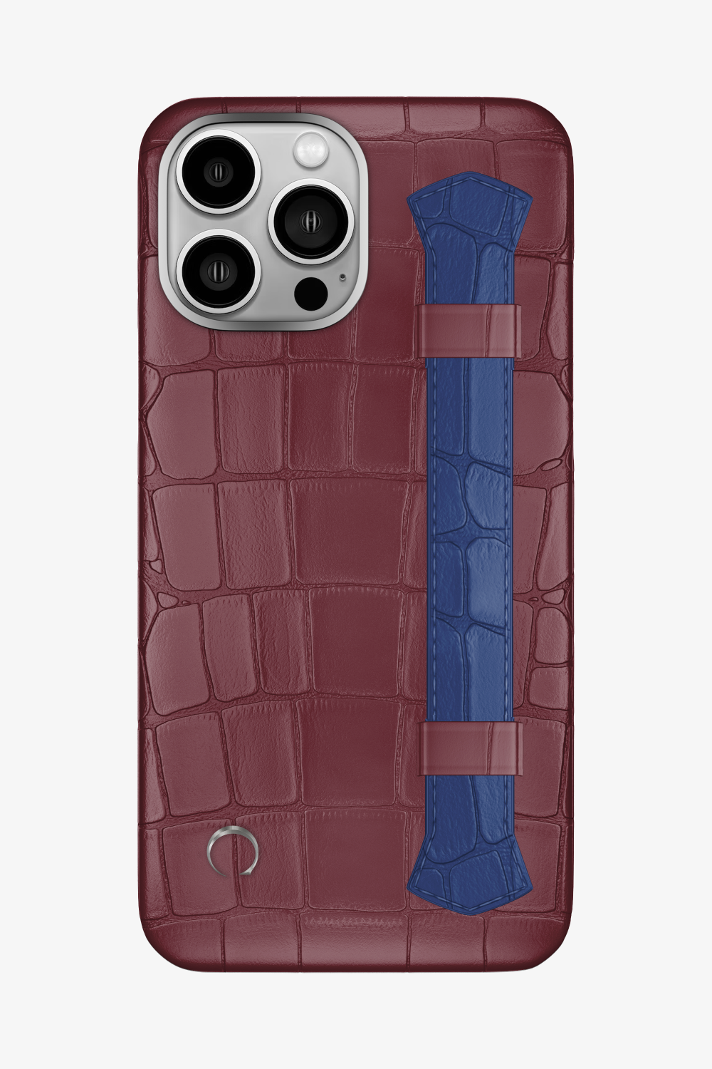 Double Headed Alligator Strap Case for iPhone 16 Pro Max - Burgundy / Navy Blue - zollofrance