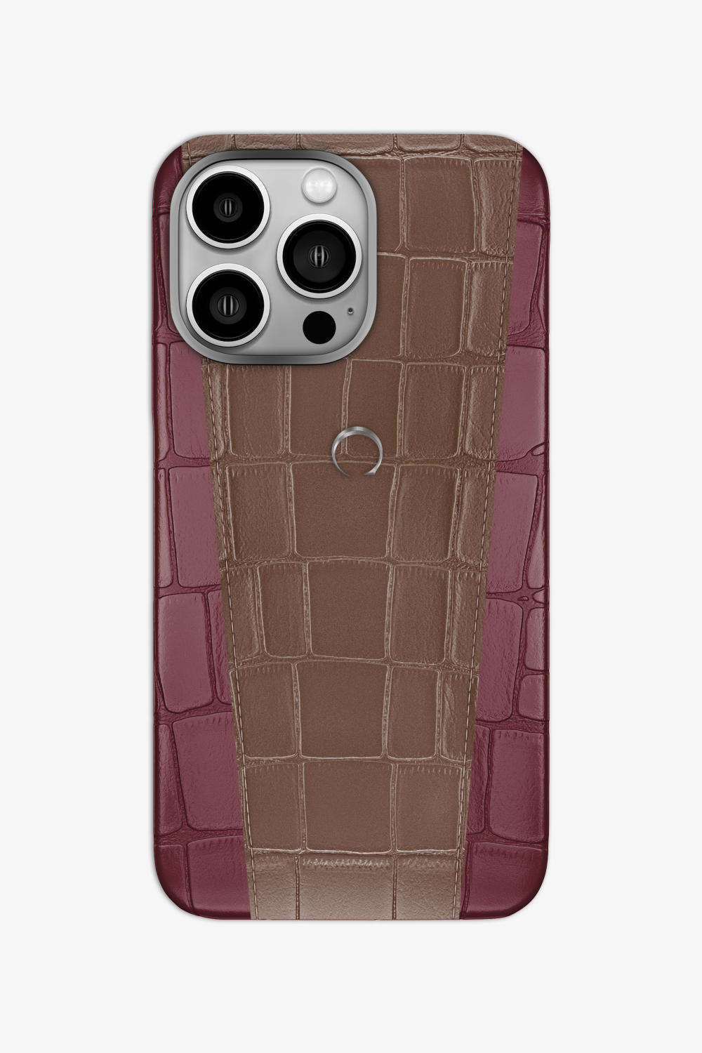 Two-tone Alligator Case for iPhone 16 Pro - Burgundy / Cocoa - zollofrance