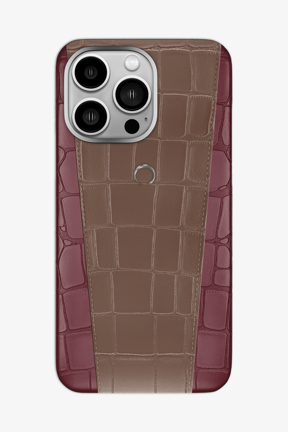 Two-tone Alligator Case for iPhone 16 Pro Max - Burgundy / Cocoa - zollofrance