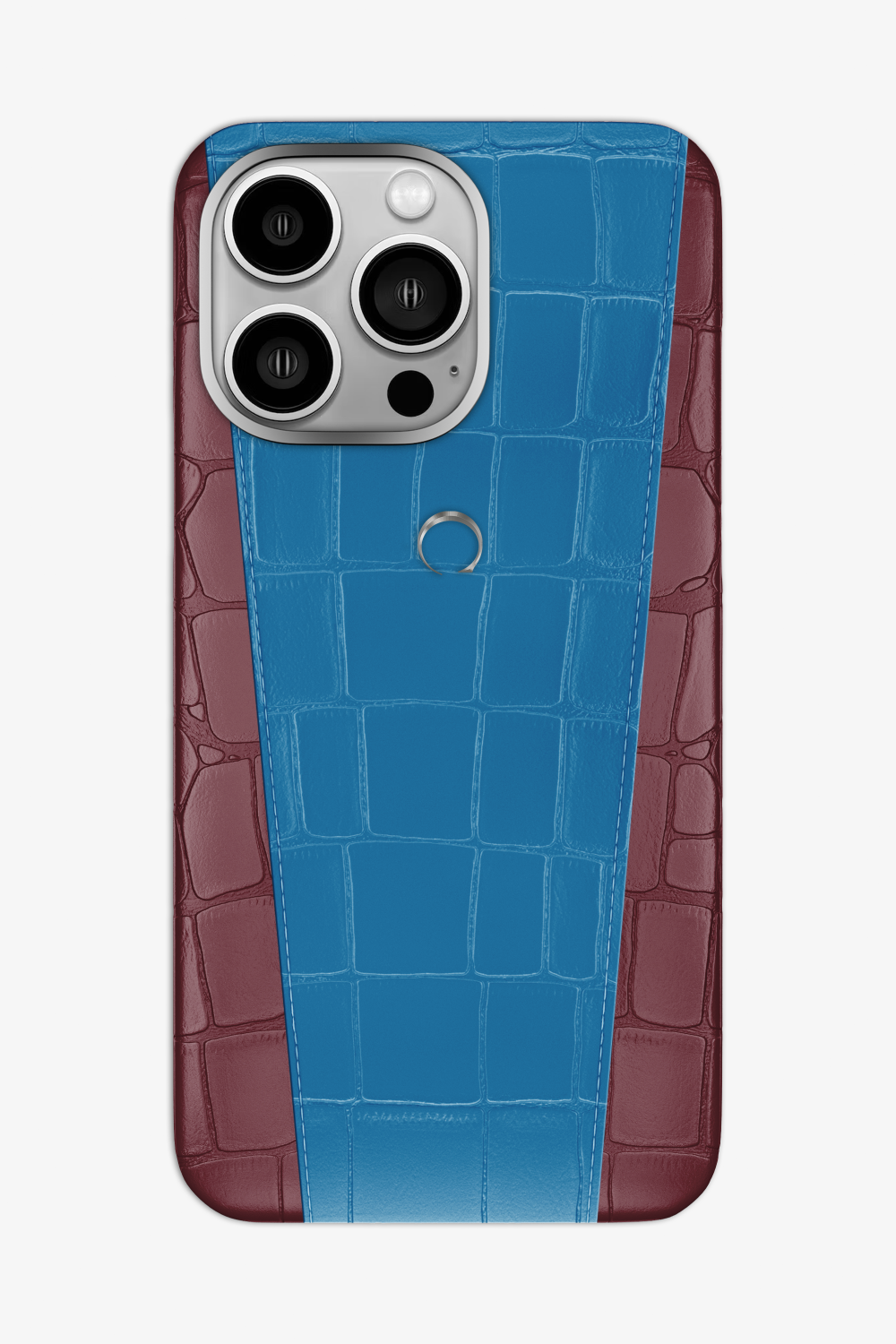 Two-tone Alligator Case for iPhone 16 Pro Max - Burgundy / Blue Lagoon - zollofrance