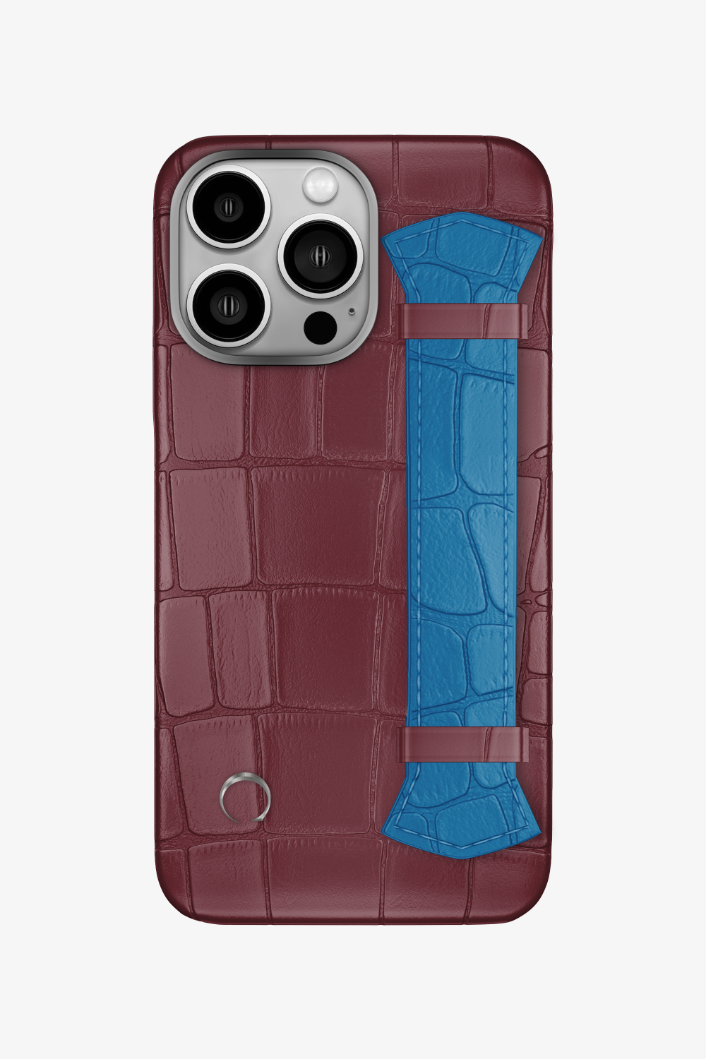 Majestic Alligator Strap Case for iPhone 16 Pro - Burgundy / Blue Lagoon - zollofrance