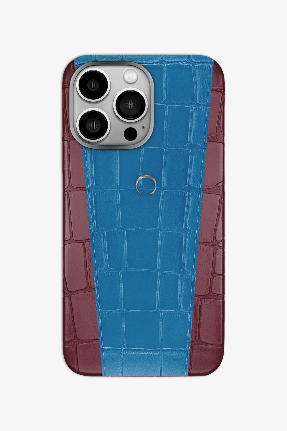 Two-tone Alligator Case for iPhone 16 Pro - Burgundy / Blue Lagoon - zollofrance