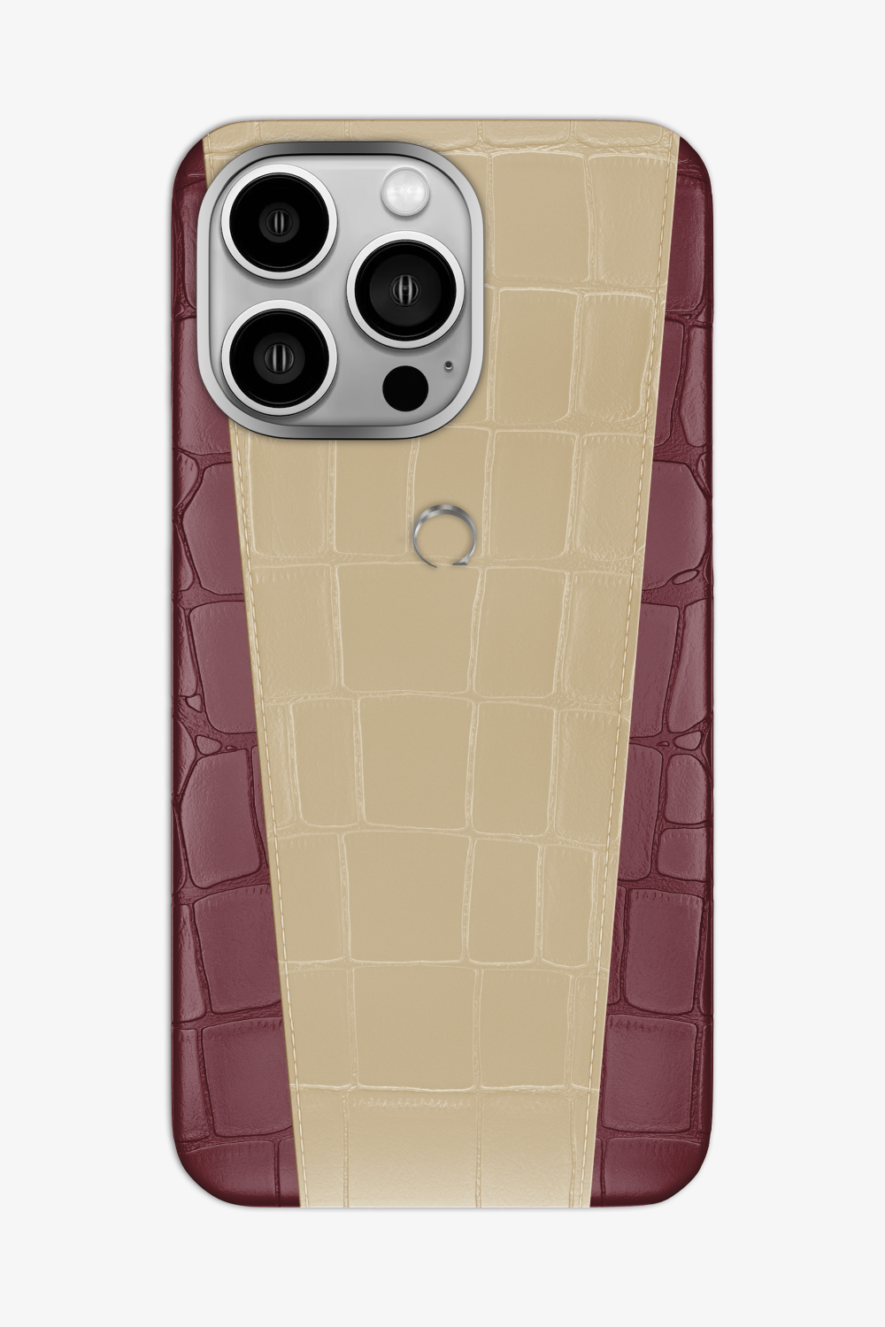 Two-tone Alligator Case for iPhone 16 Pro Max - Burgundy / Vanilla - zollofrance