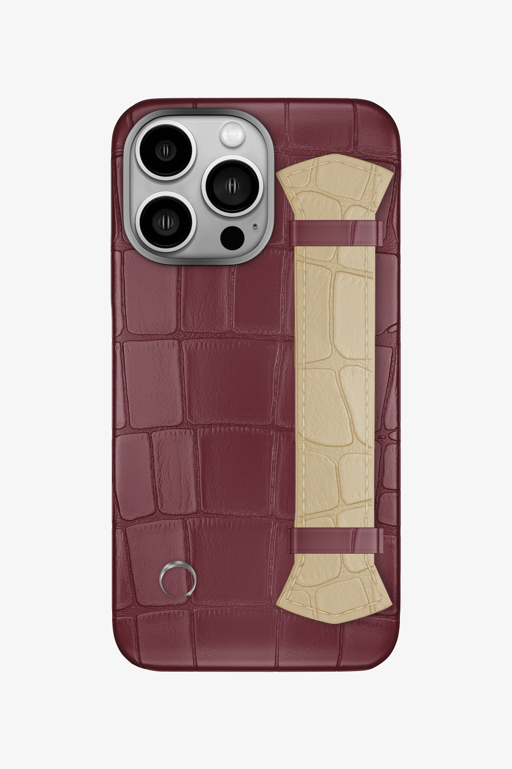 Majestic Alligator Strap Case for iPhone 16 Pro - Burgundy / Vanilla - zollofrance