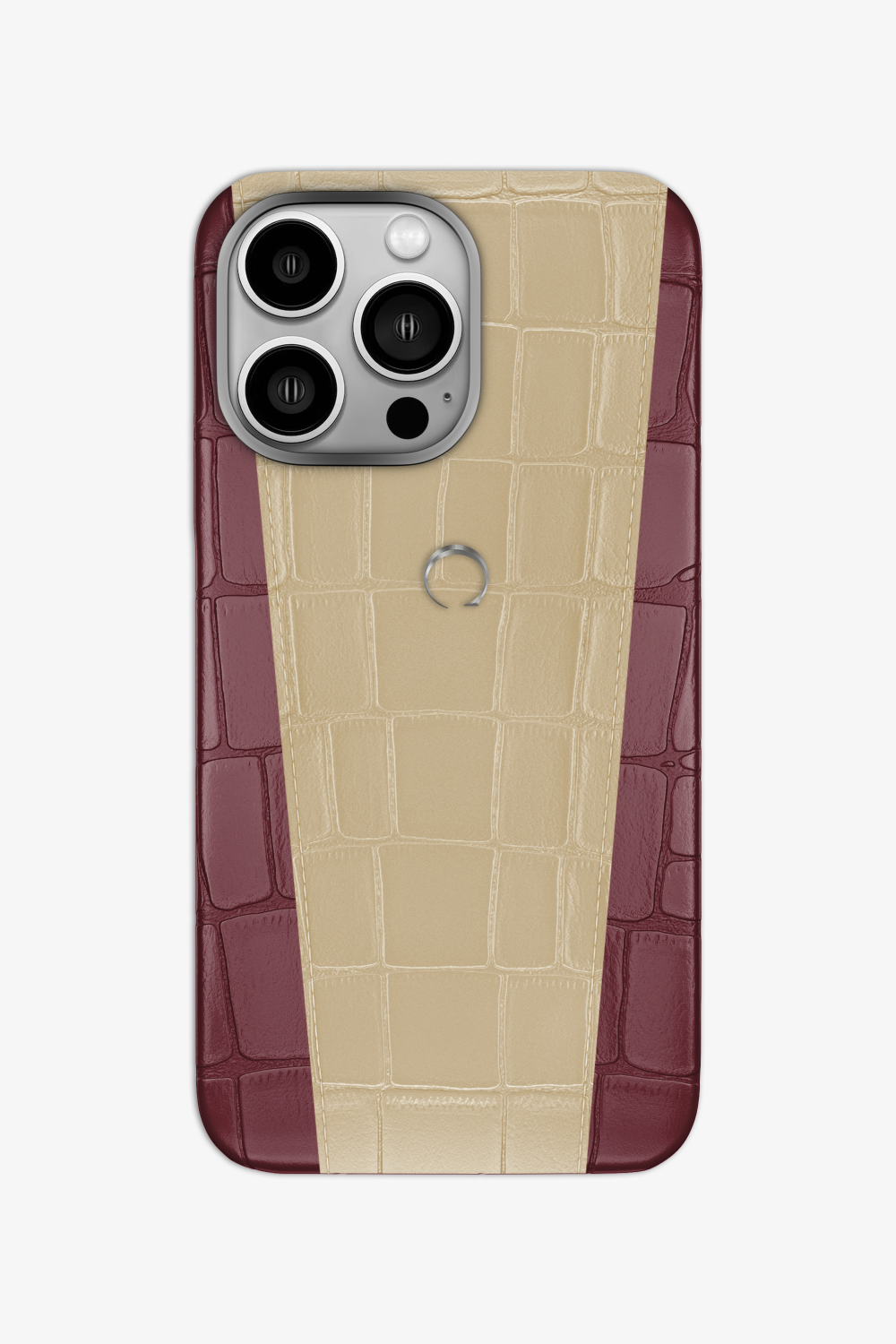 Two-tone Alligator Case for iPhone 16 Pro - Burgundy / Vanilla - zollofrance