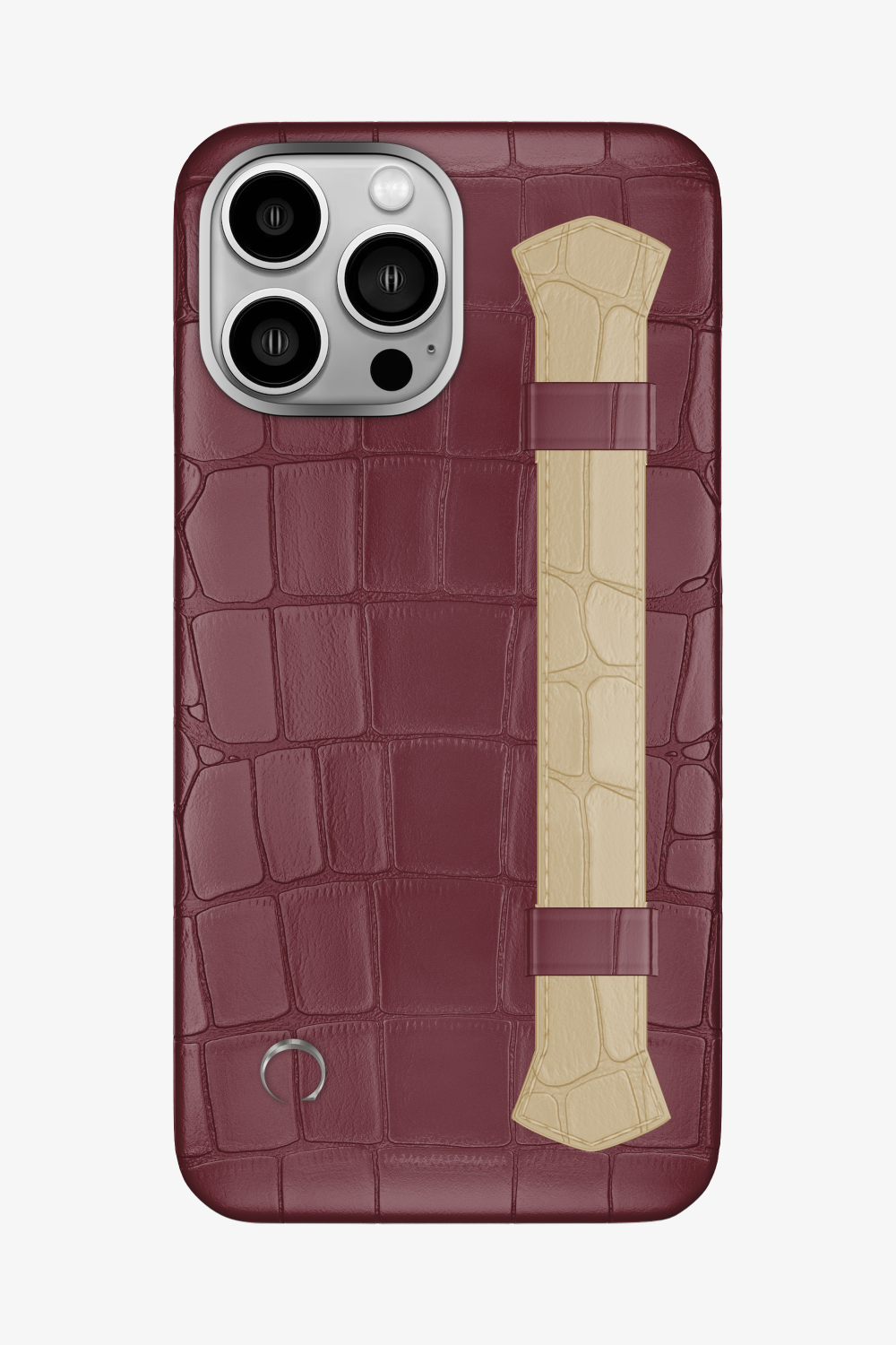 Double Headed Alligator Strap Case for iPhone 16 Pro Max - Burgundy / Vanilla - zollofrance