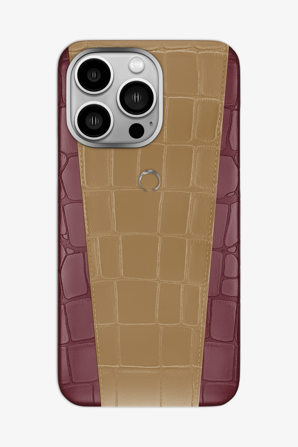 Two-tone Alligator Case for iPhone 16 Pro Max - Burgundy / Latte - zollofrance