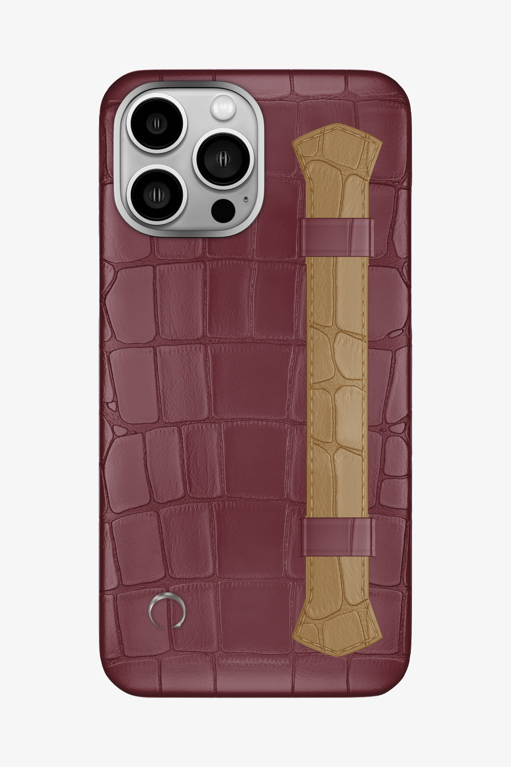 Double Headed Alligator Strap Case for iPhone 16 Pro Max - Burgundy / Latte - zollofrance