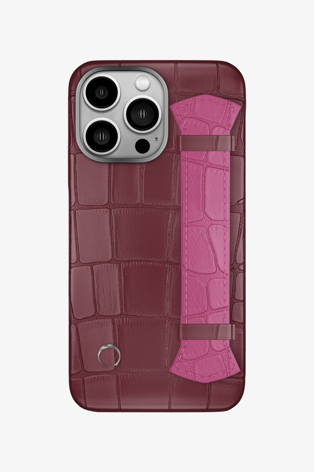 Majestic Alligator Strap Case for iPhone 16 Pro - Burgundy / Pink Fuchsia - zollofrance