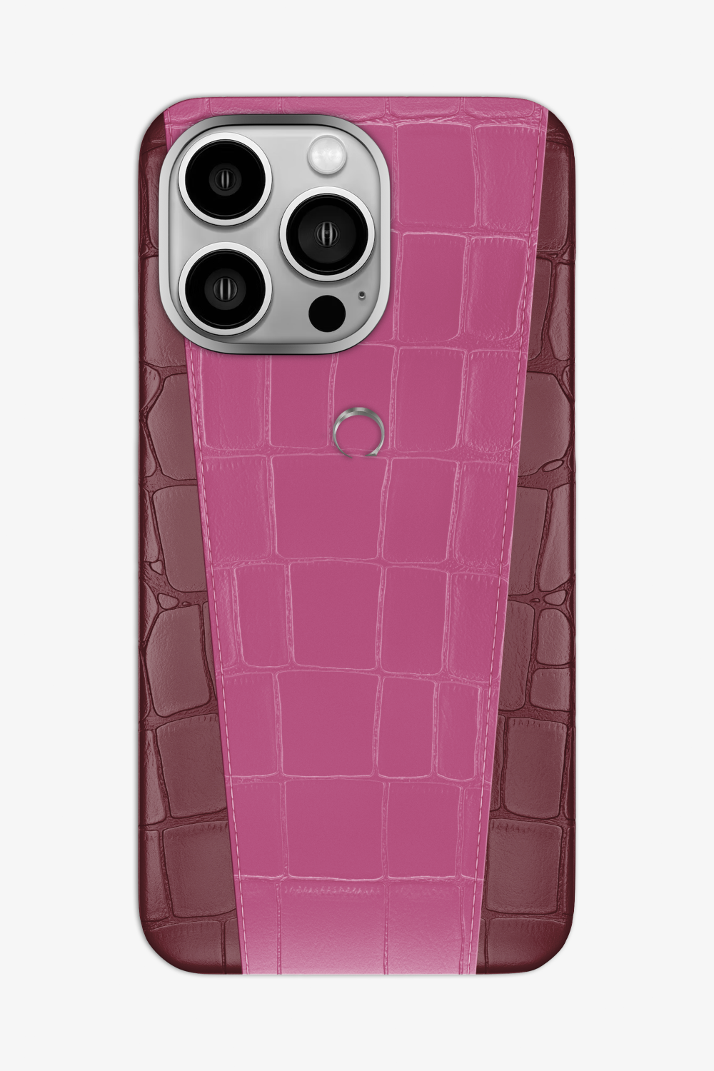 Two-tone Alligator Case for iPhone 16 Pro Max - Burgundy / Pink Fuchsia - zollofrance