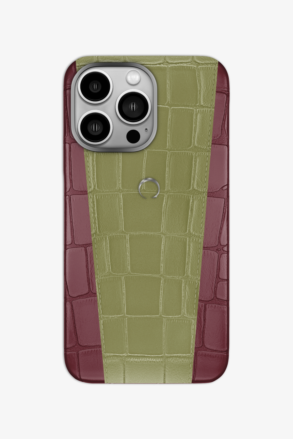 Two-tone Alligator Case for iPhone 16 Pro - Burgundy / Khaki - zollofrance