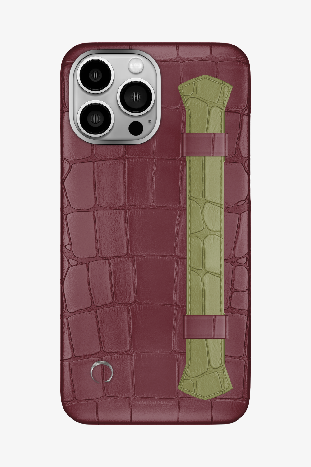 Double Headed Alligator Strap Case for iPhone 16 Pro Max - Burgundy / Khaki - zollofrance