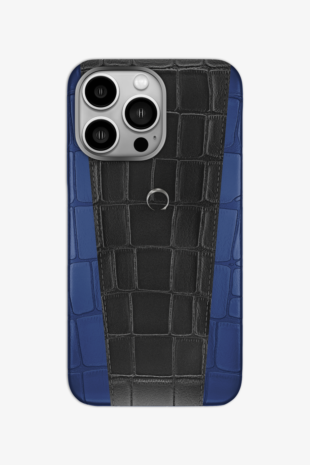 Two-tone Alligator Case for iPhone 16 Pro - Navy Blue / Black - zollofrance