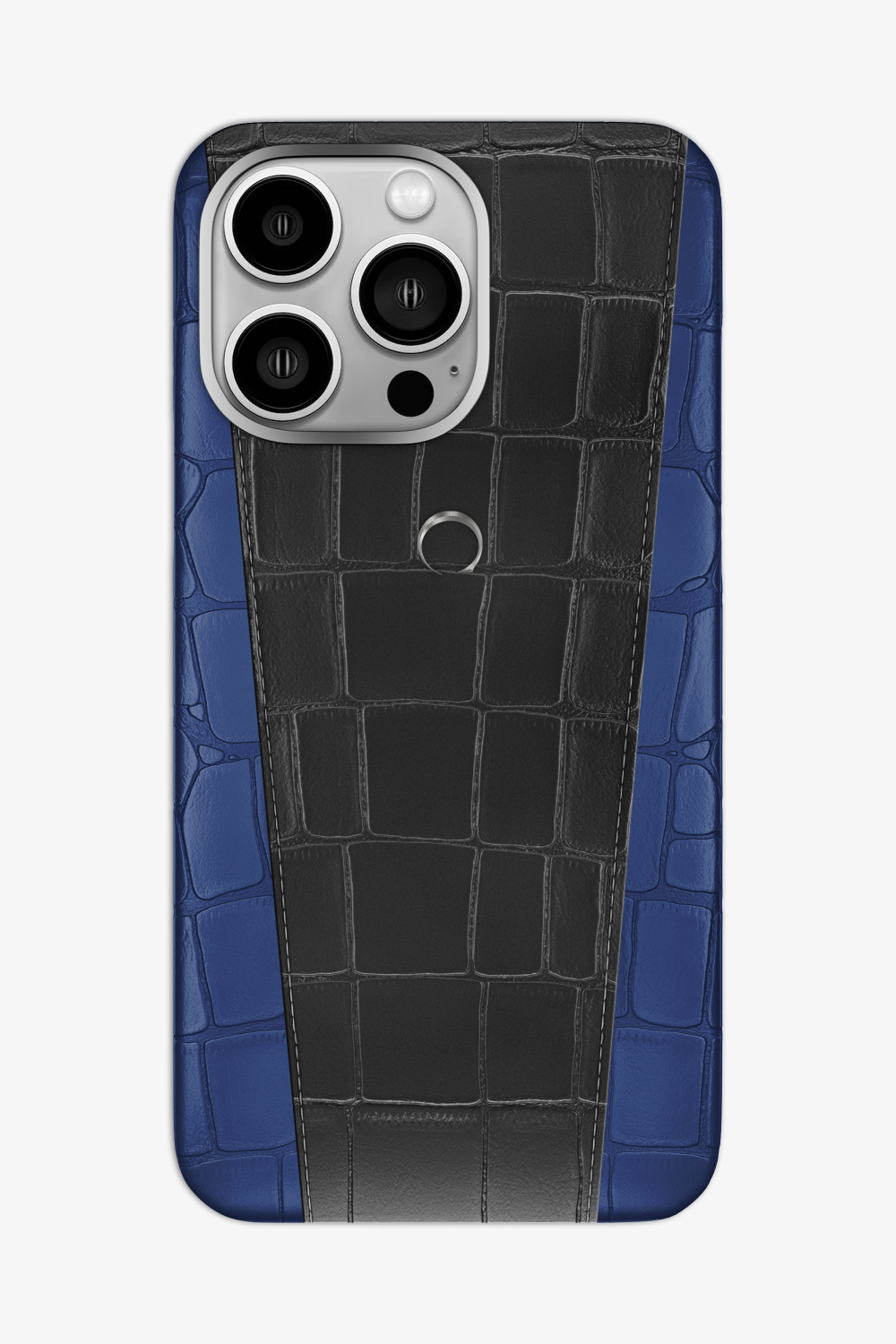 Two-tone Alligator Case for iPhone 16 Pro Max - Navy Blue / Black - zollofrance