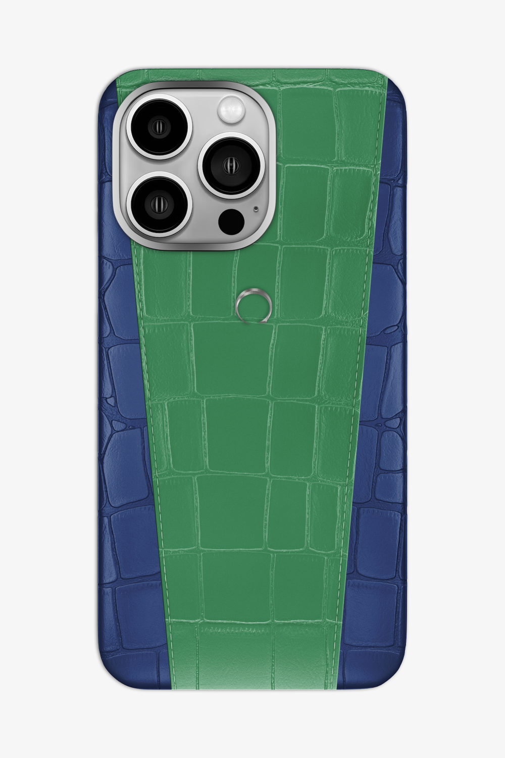 Two-tone Alligator Case for iPhone 16 Pro Max - Navy Blue / Green Emerald - zollofrance