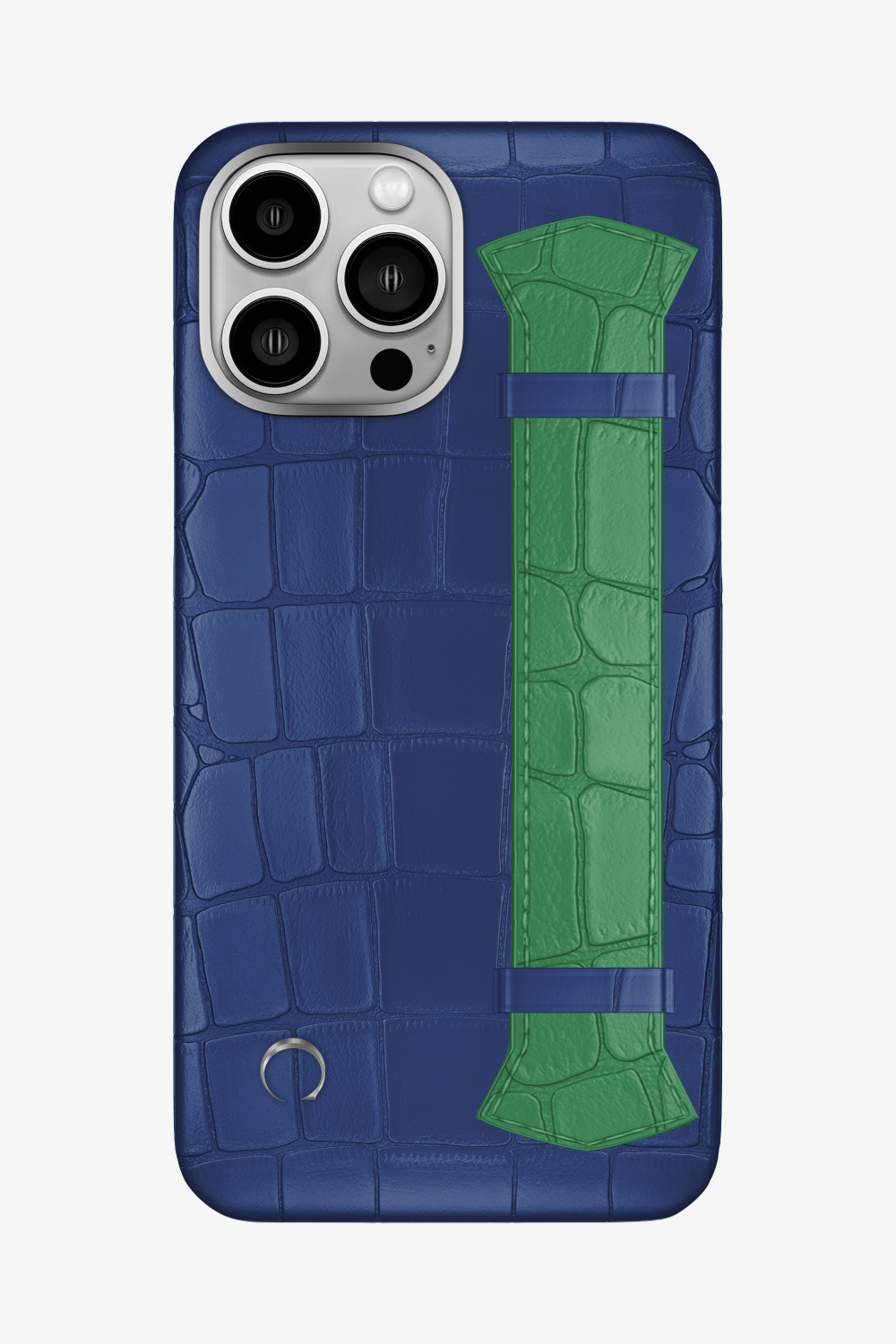 Majestic Alligator Strap Case for iPhone 16 Pro Max - Navy Blue / Green Emerald - zollofrance