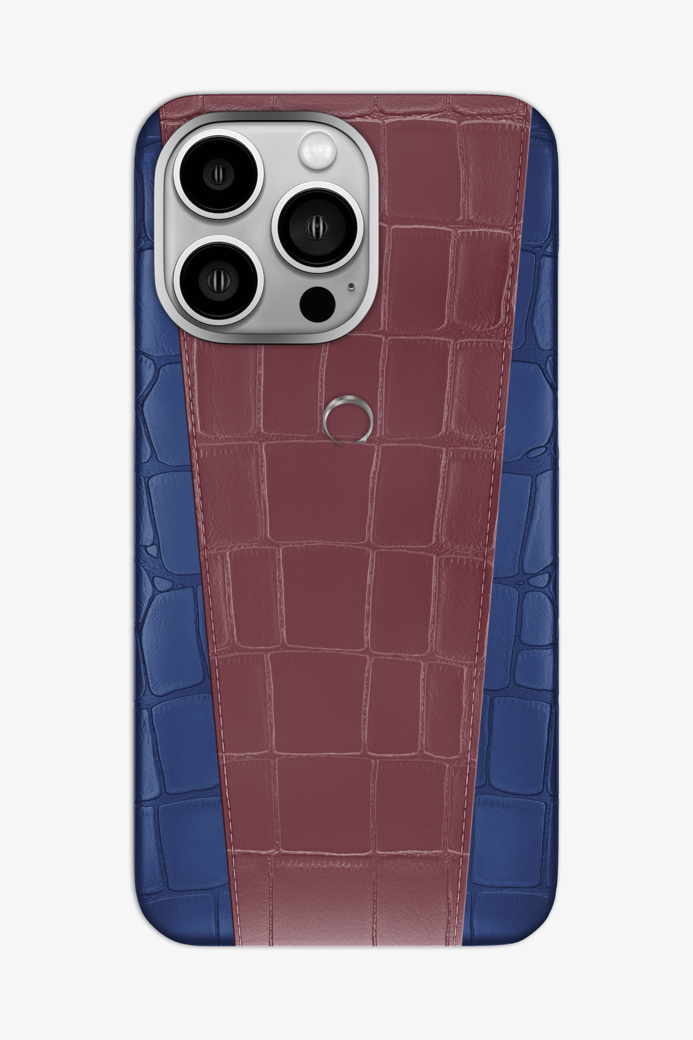 Two-tone Alligator Case for iPhone 16 Pro Max - Navy Blue / Burgundy - zollofrance