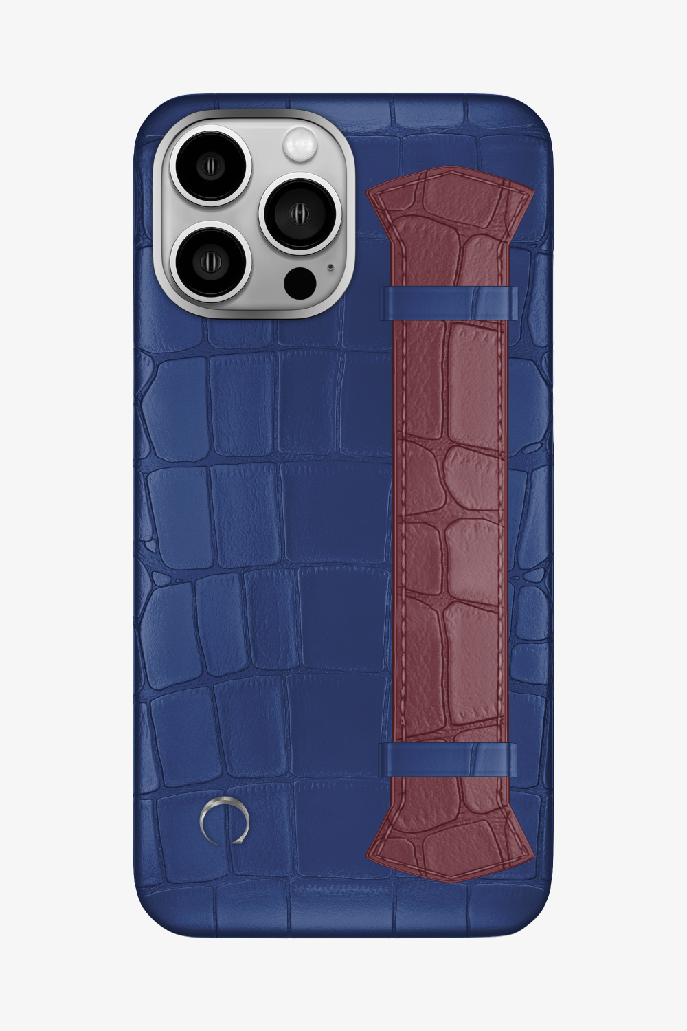 Majestic Alligator Strap Case for iPhone 16 Pro Max - Navy Blue / Burgundy - zollofrance