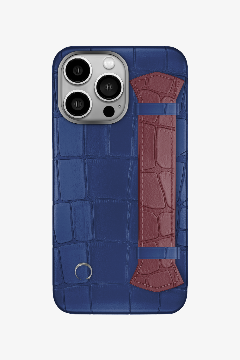 Majestic Alligator Strap Case for iPhone 16 Pro - Navy Blue / Burgundy - zollofrance