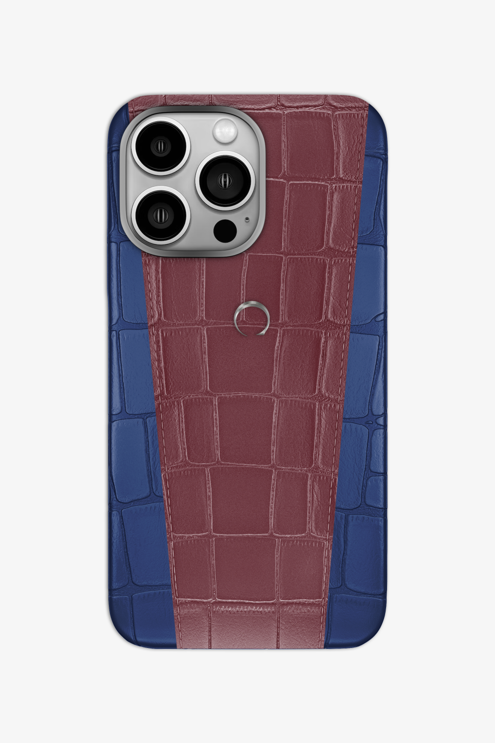 Two-tone Alligator Case for iPhone 16 Pro - Navy Blue / Burgundy - zollofrance