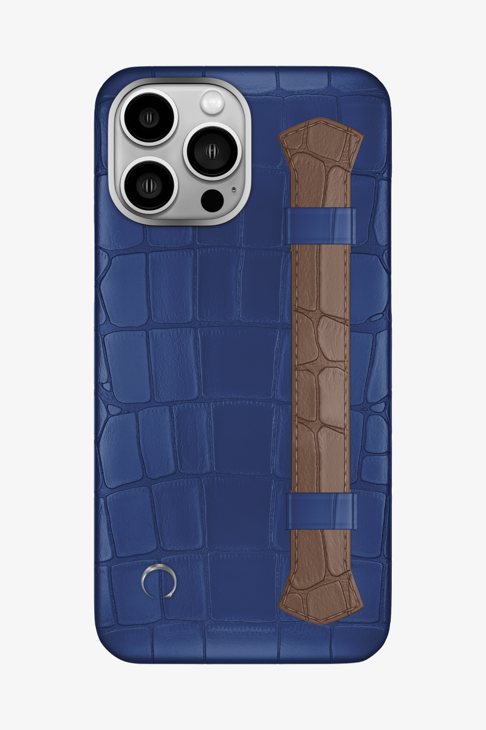 Double Headed Alligator Strap Case for iPhone 16 Pro Max - Navy Blue / Cocoa - zollofrance