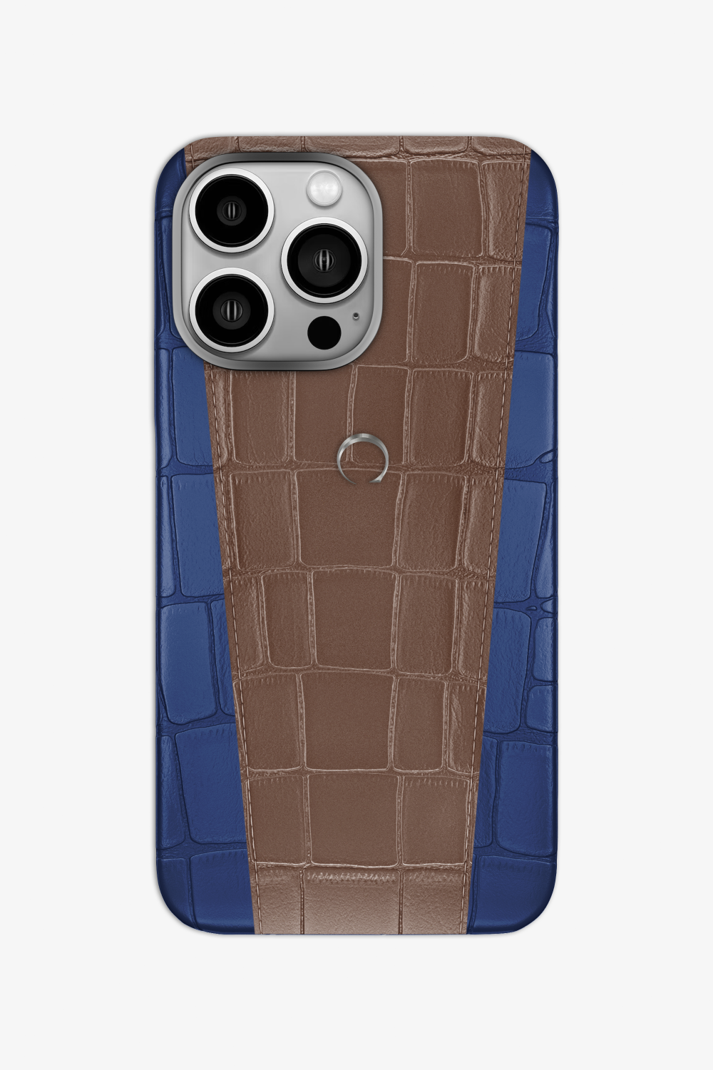 Two-tone Alligator Case for iPhone 16 Pro - Navy Blue / Cocoa - zollofrance