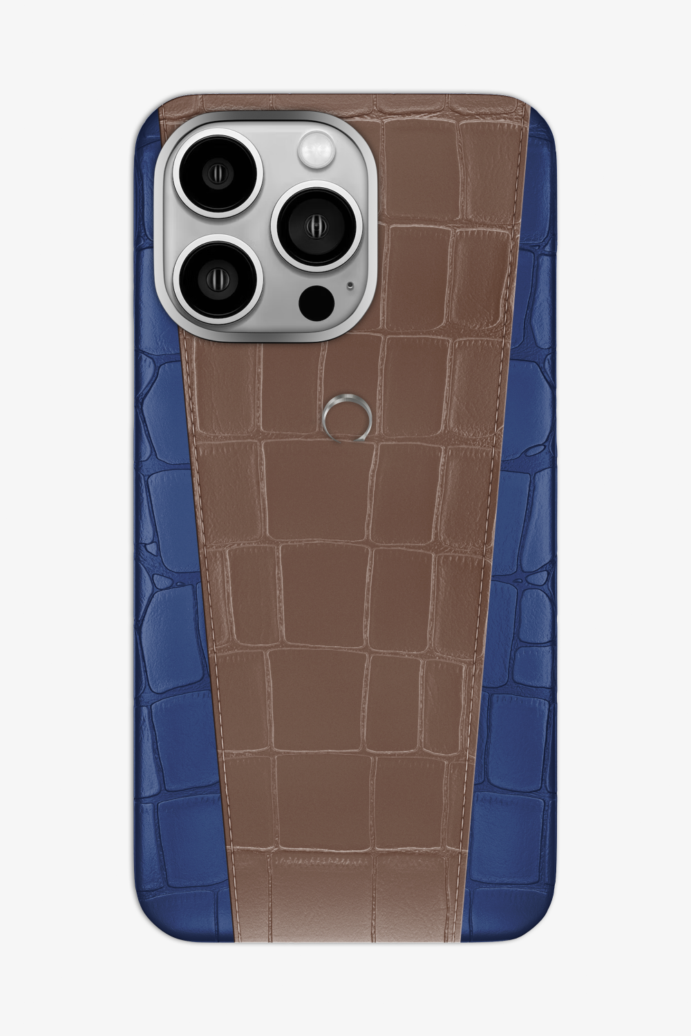 Two-tone Alligator Case for iPhone 16 Pro Max - Navy Blue / Cocoa - zollofrance