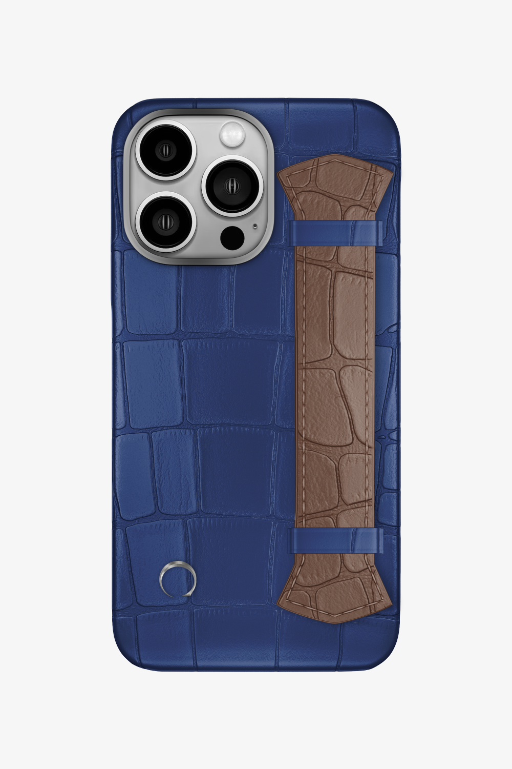 Majestic Alligator Strap Case for iPhone 16 Pro - Navy Blue / Cocoa - zollofrance