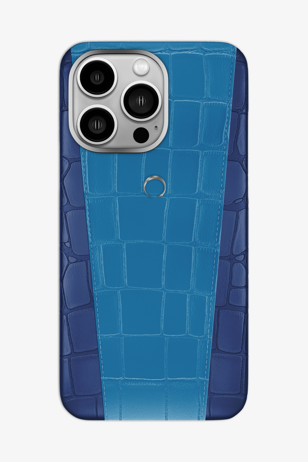 Two-tone Alligator Case for iPhone 16 Pro Max - Navy Blue / Blue Lagoon - zollofrance