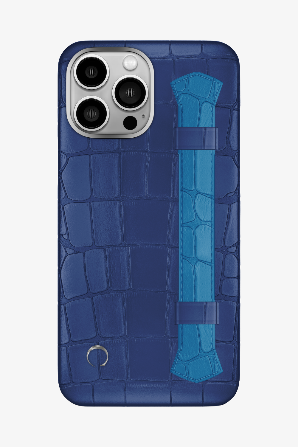 Double Headed Alligator Strap Case for iPhone 16 Pro Max - Navy Blue / Blue Lagoon - zollofrance