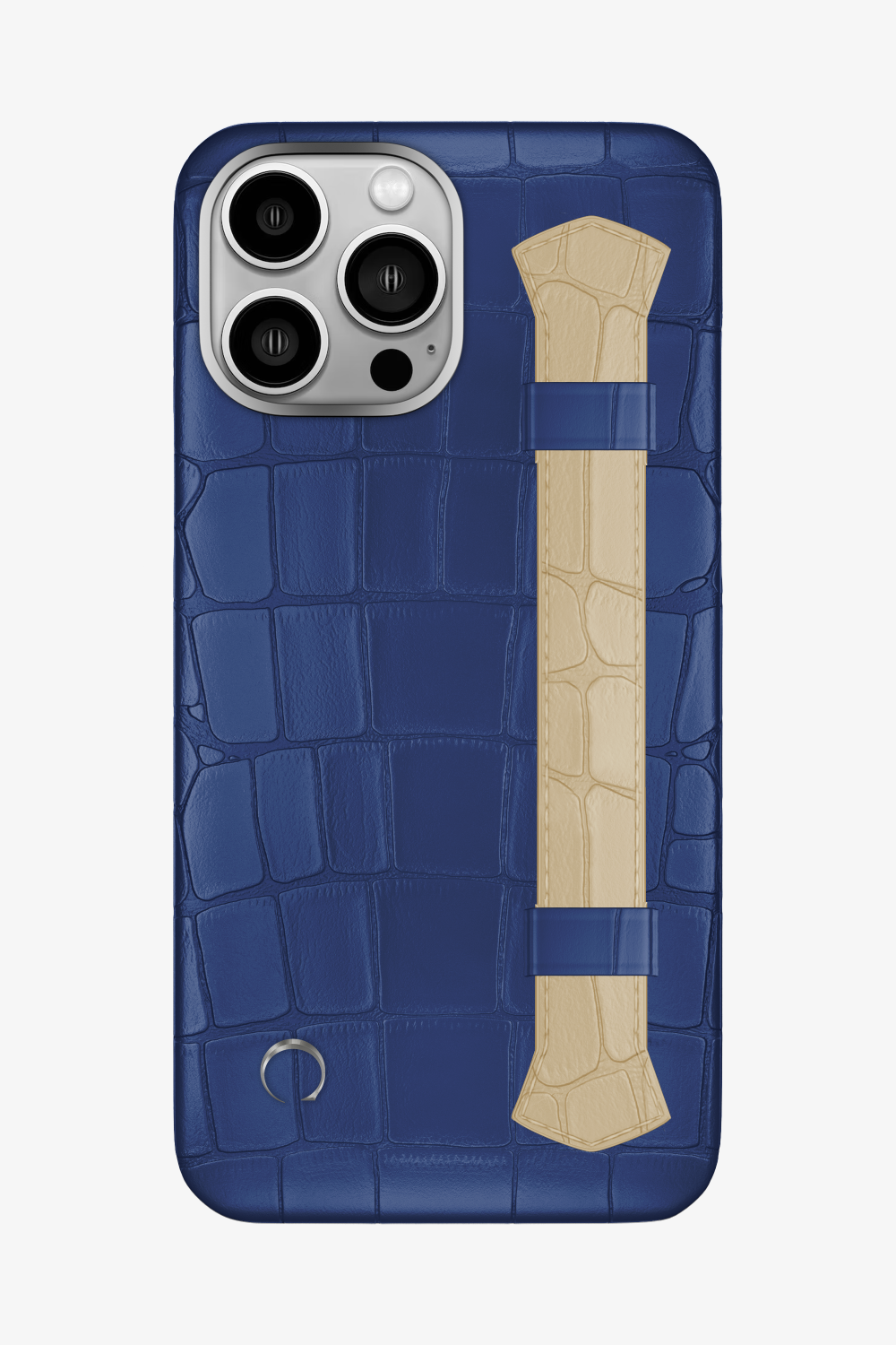 Double Headed Alligator Strap Case for iPhone 16 Pro Max - Navy Blue / Vanilla - zollofrance